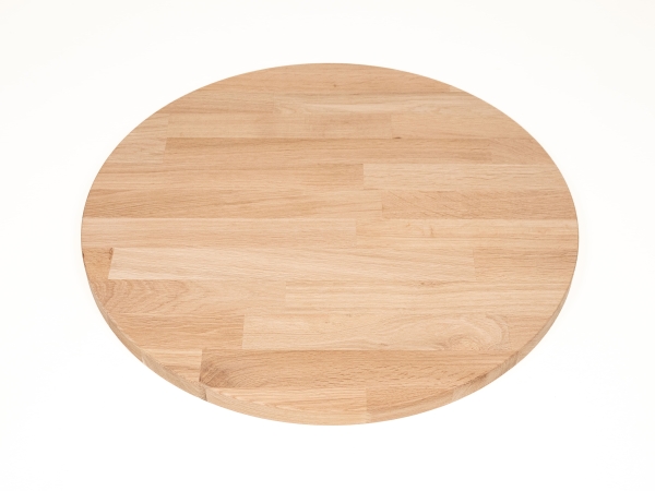 Round Tabletop Worktop Oak A/B, finger jointed lamellas, 26 mm, untreated
